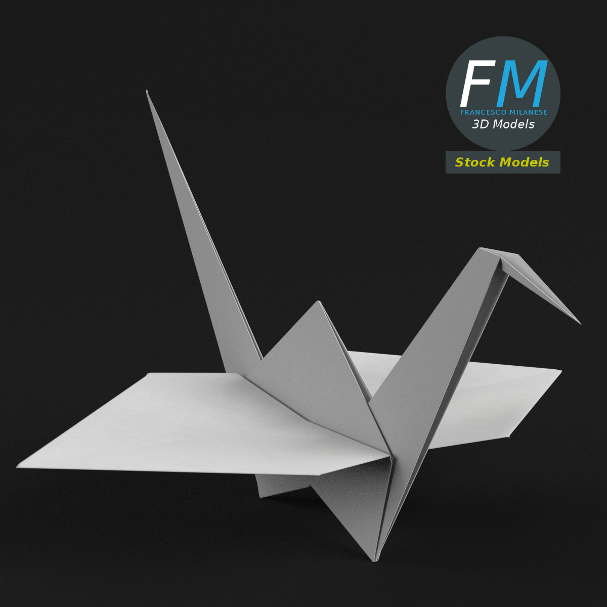 3D-Modell - Origami-Papierkranich - 01
