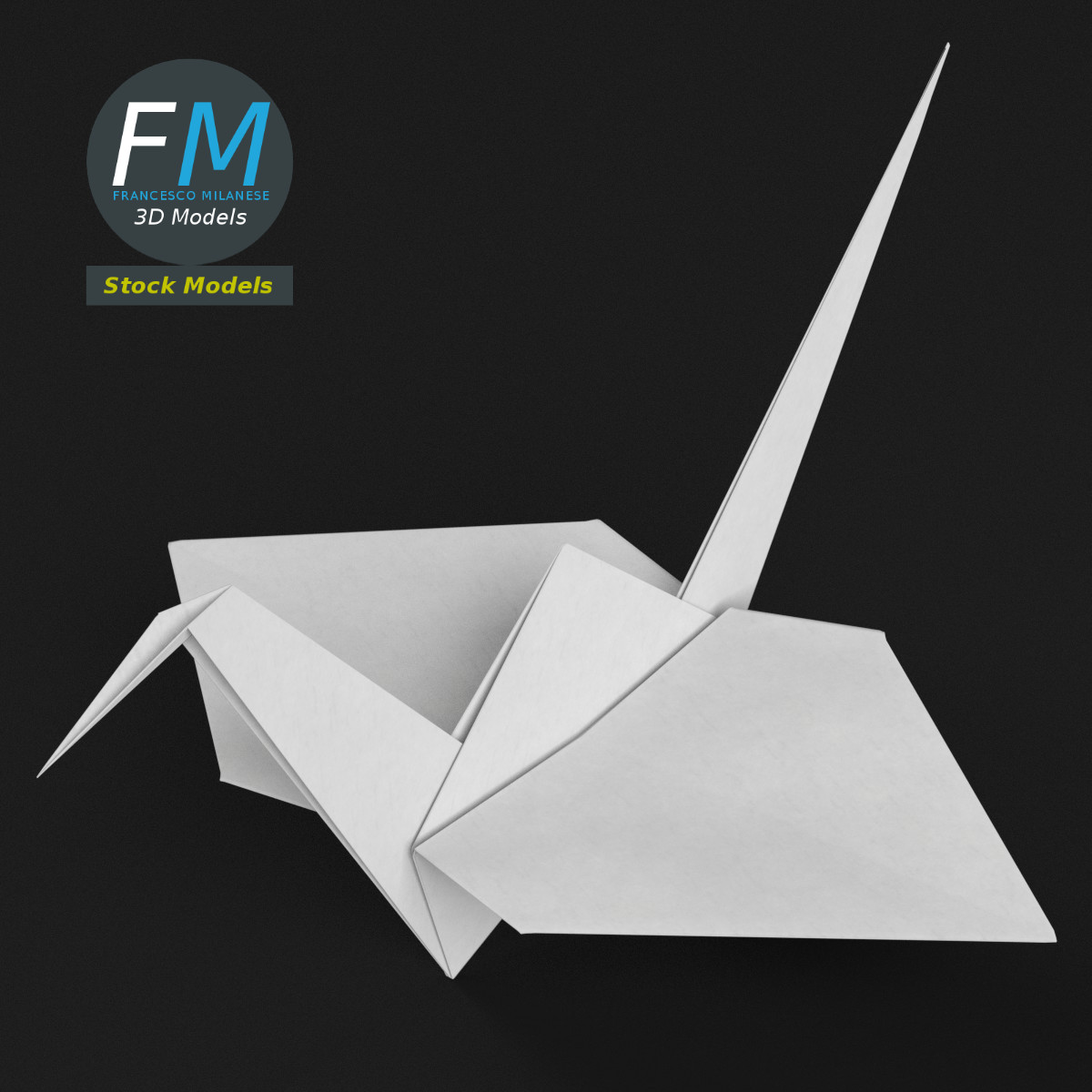 3D-Modell - Origami-Papierkranich - 02