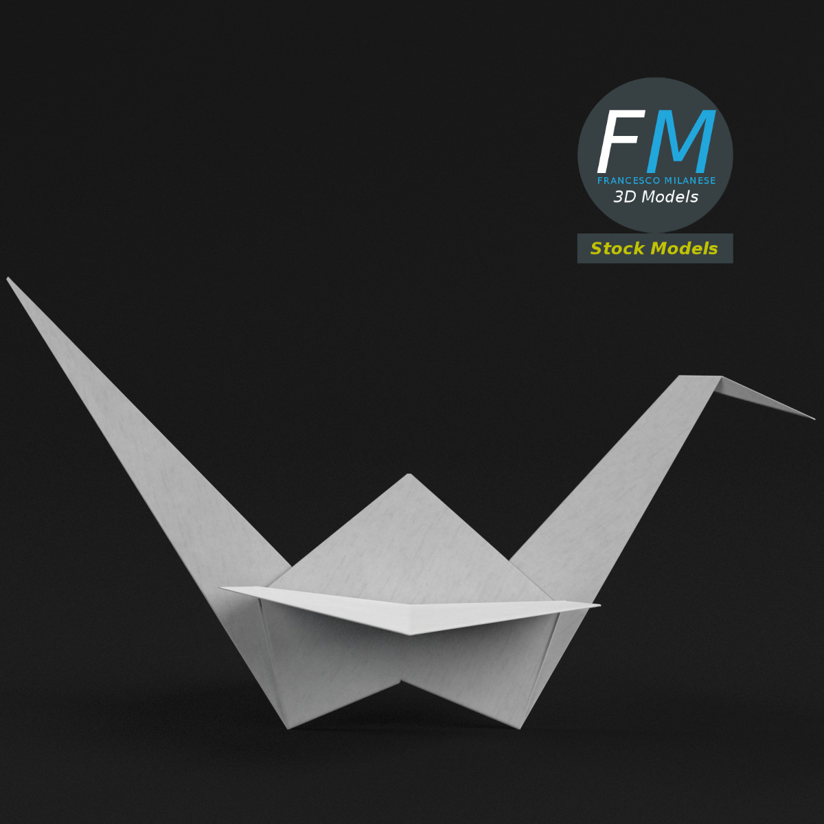 3D-Modell - Origami-Papierkranich - 03
