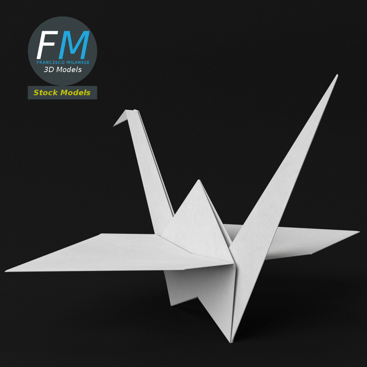3D-Modell - Origami-Papierkranich - 05