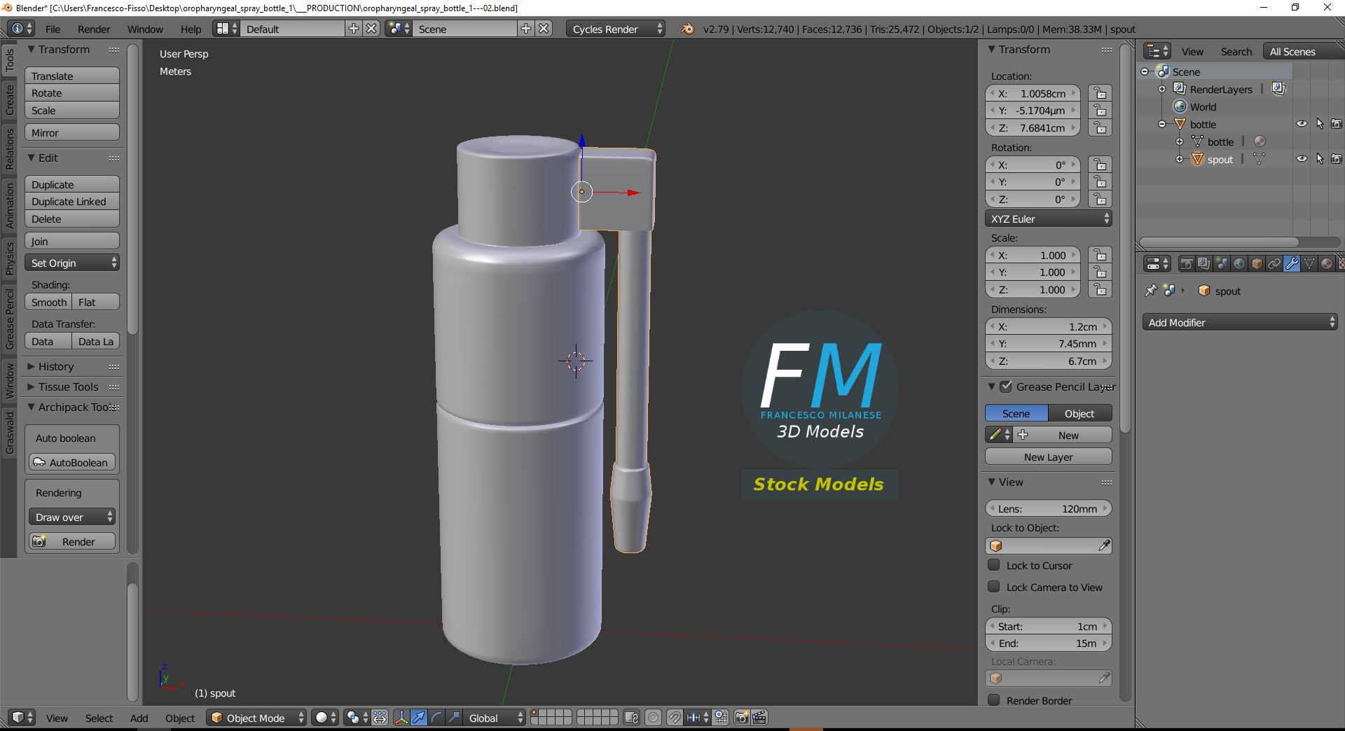 3D-Modell - Oropharyngeale Sprühflasche - 09