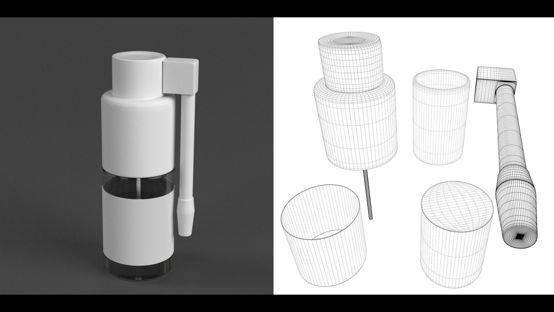 3D-Modell - Oropharyngeale Sprühflasche