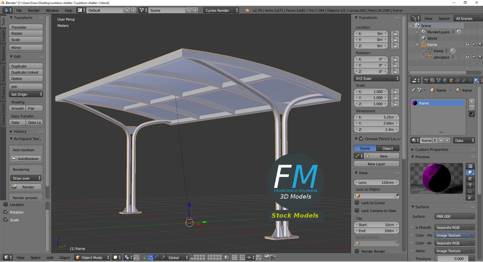3D-Modell - Überdachung für den Außenbereich - 09