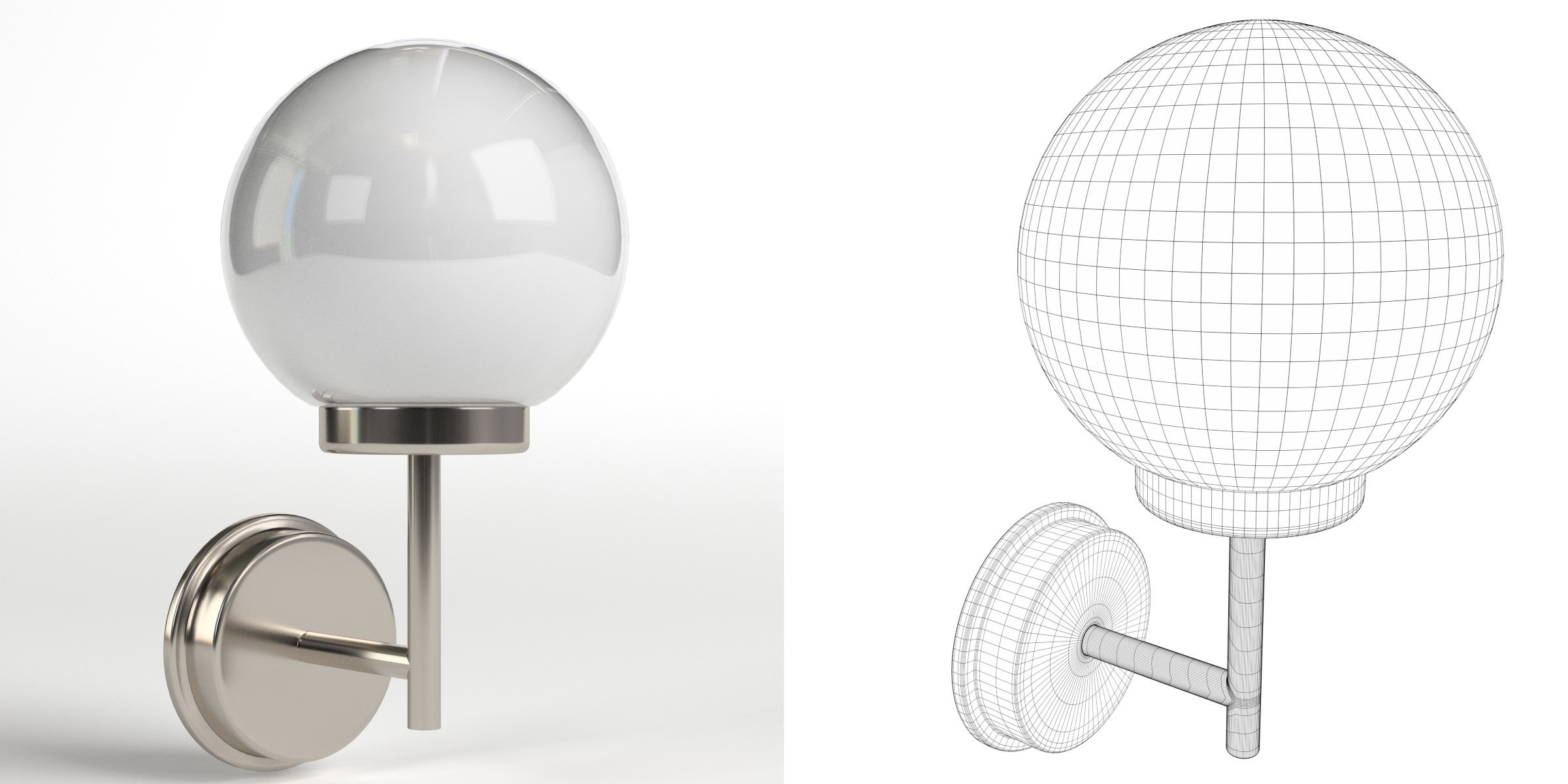 3D-Modell - Außenwandleuchte mit Glaskugel