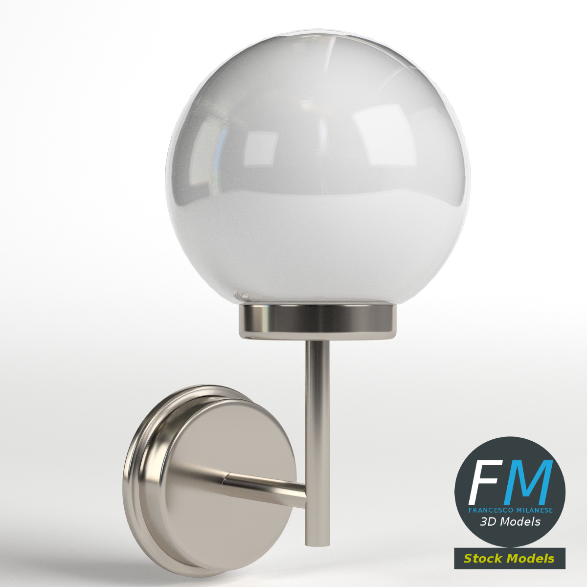 3D-Modell - Außenwandleuchte mit Glaskugel - 01