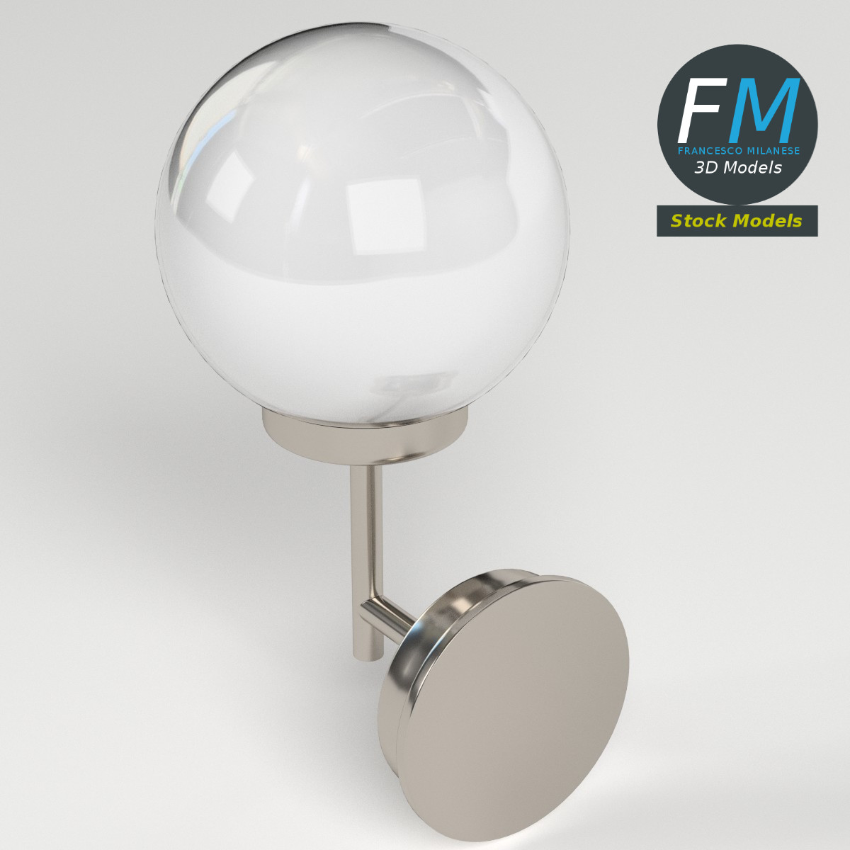 3D-Modell - Außenwandleuchte mit Glaskugel - 02