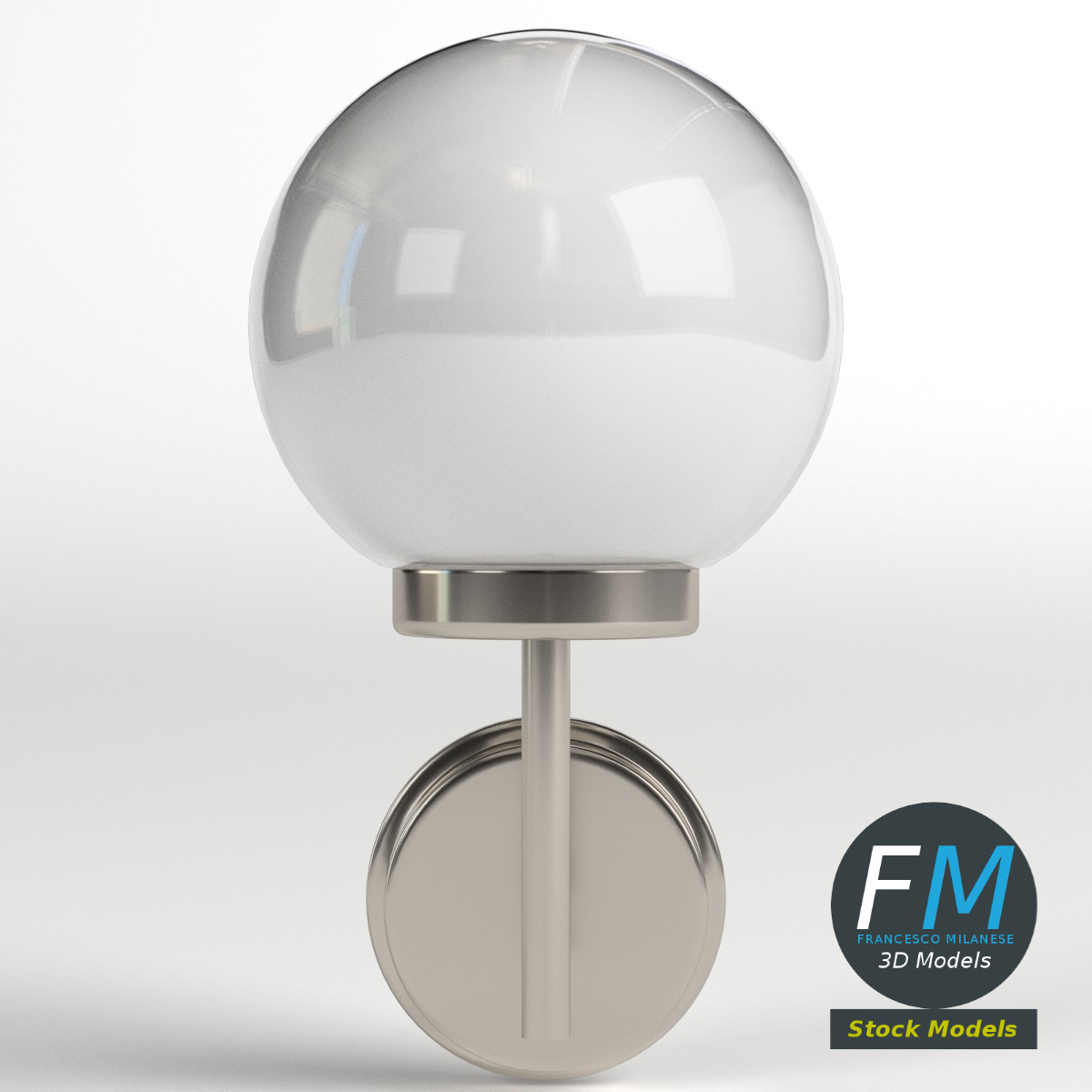 3D-Modell - Außenwandleuchte mit Glaskugel - 03