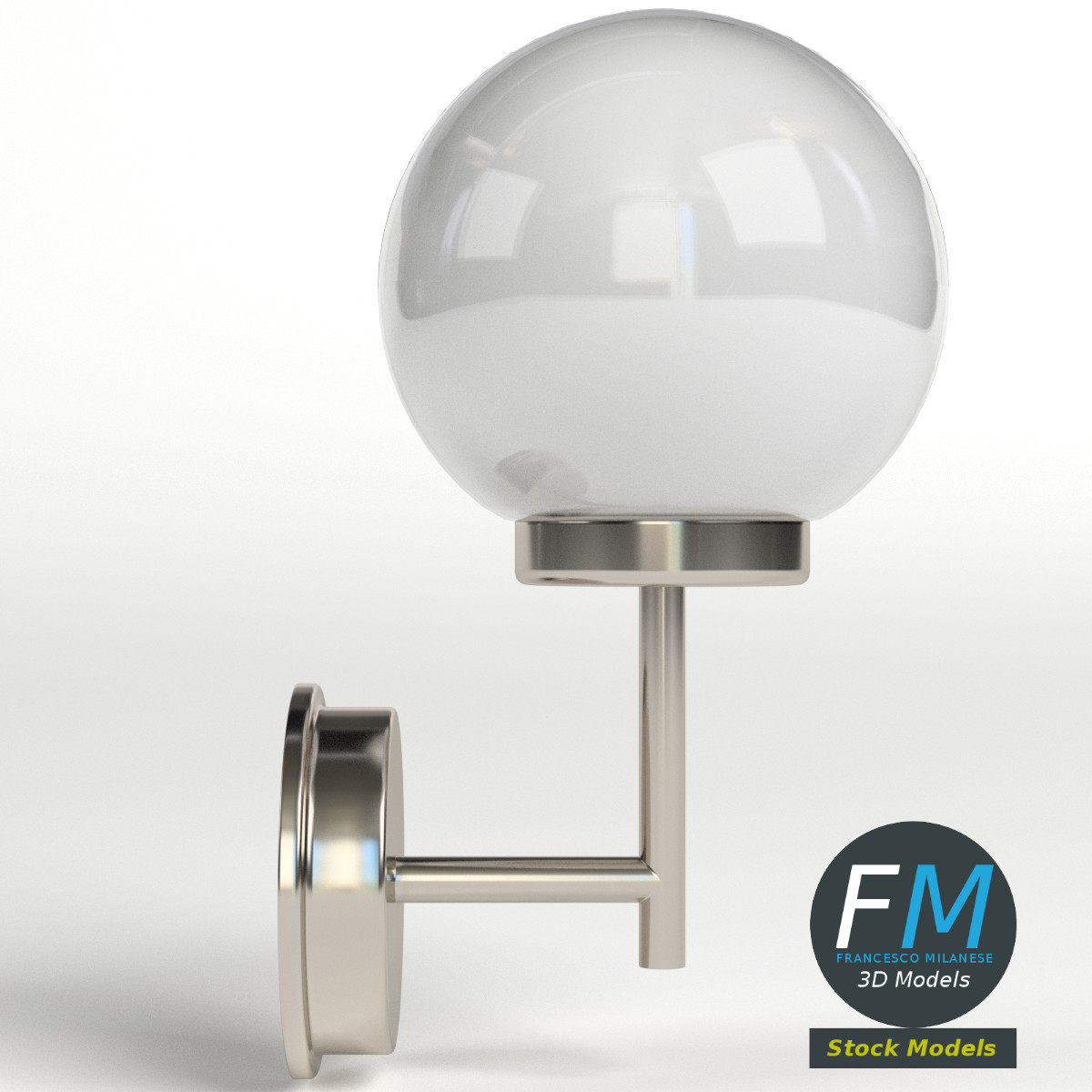 3D-Modell - Außenwandleuchte mit Glaskugel - 04