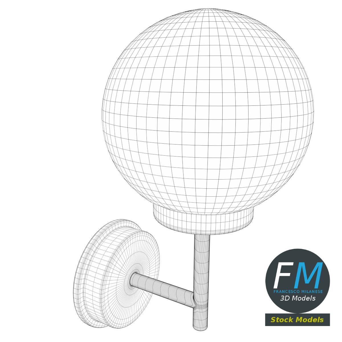 3D-Modell - Außenwandleuchte mit Glaskugel - 07