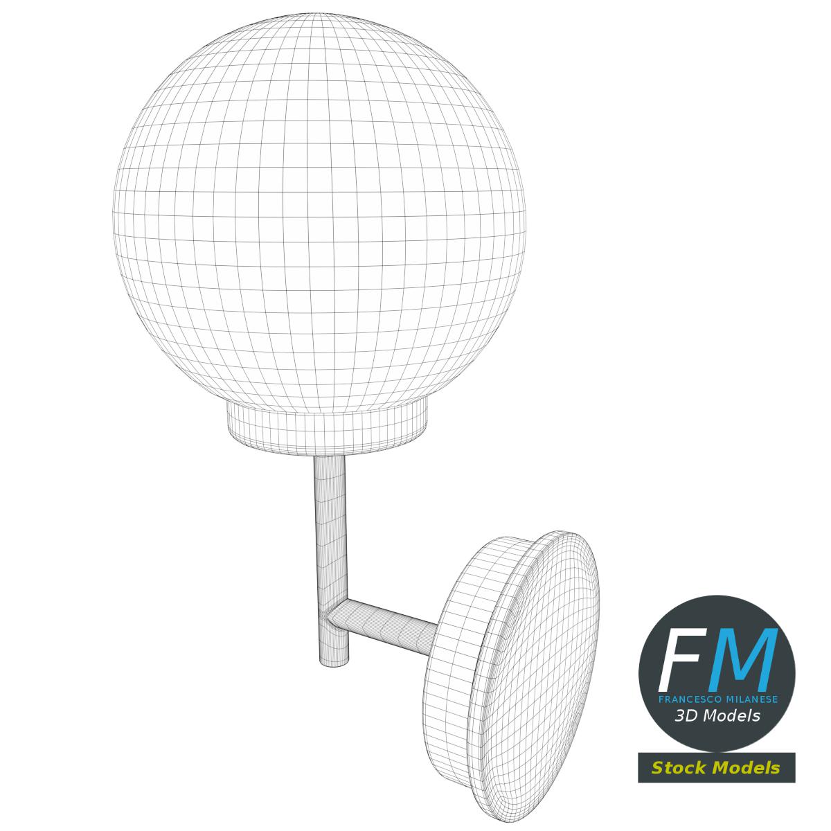3D-Modell - Außenwandleuchte mit Glaskugel - 08
