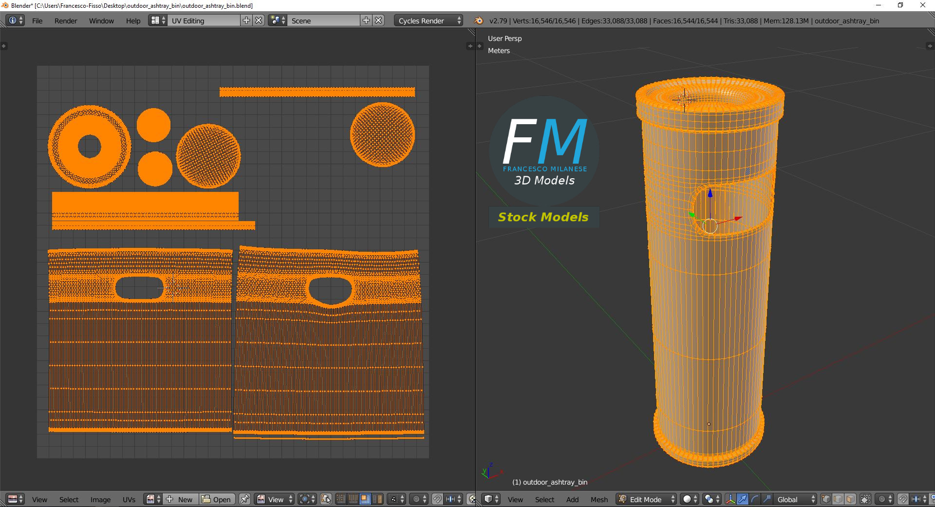 3D-Modell - Outdoor-Aschenbecher mit Abfallbehälter - 10