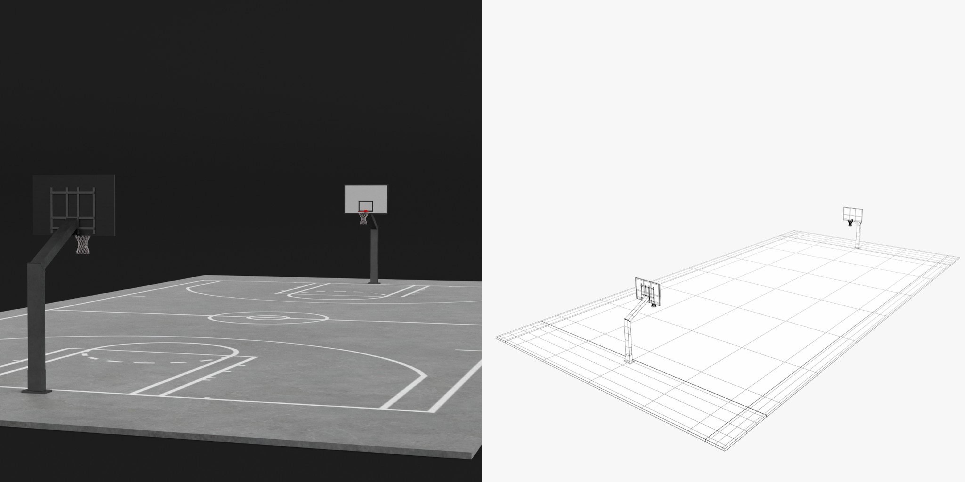 3D-Modell - Basketballplatz im Freien