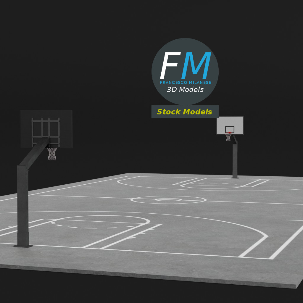 3D-Modell - Basketballplatz im Freien - 01