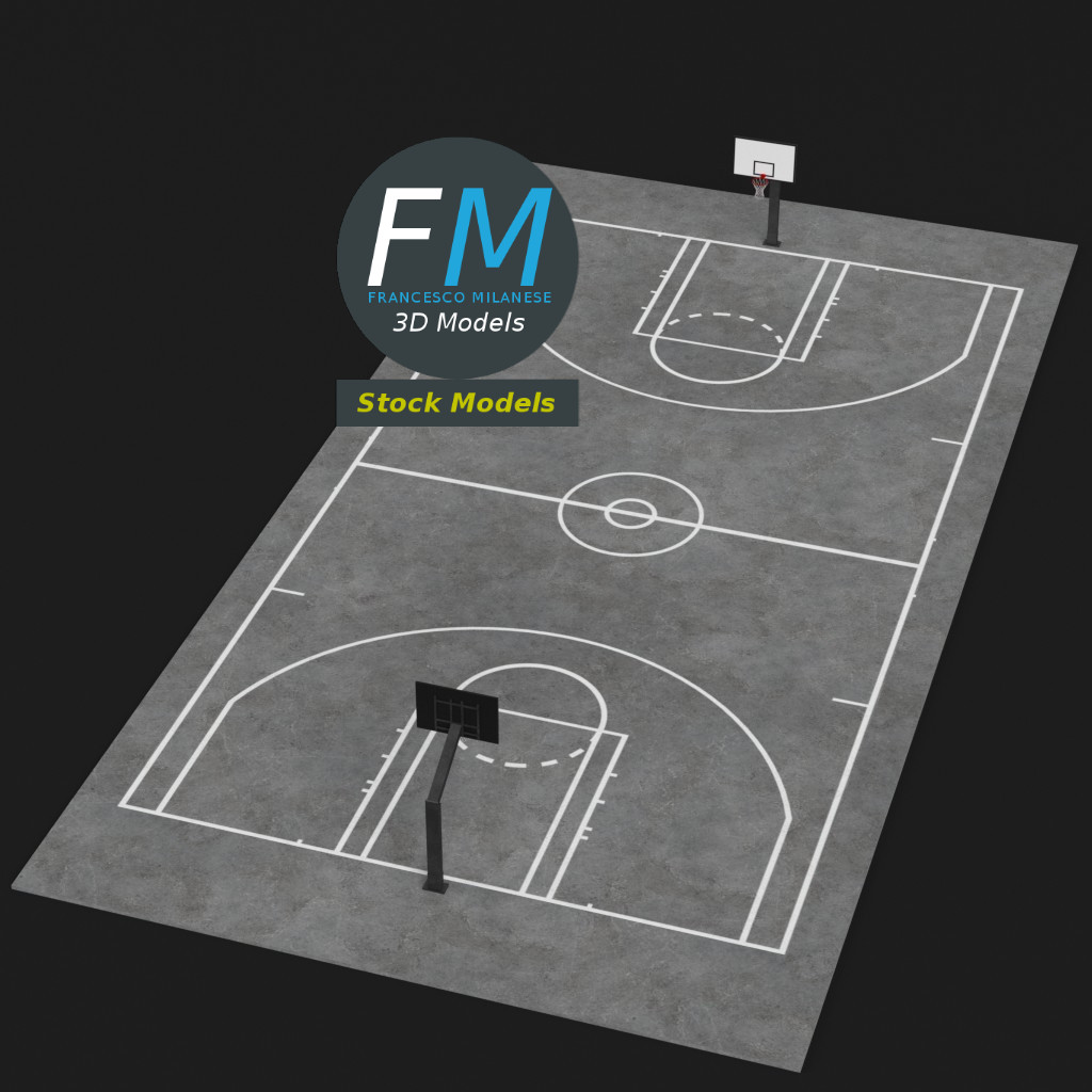 3D-Modell - Basketballplatz im Freien - 02