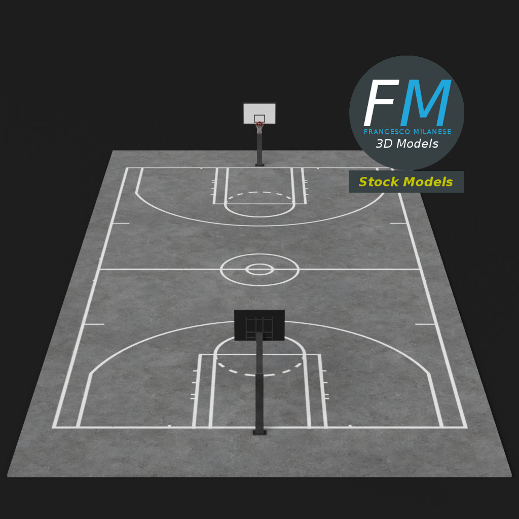 3D-Modell - Basketballplatz im Freien - 05