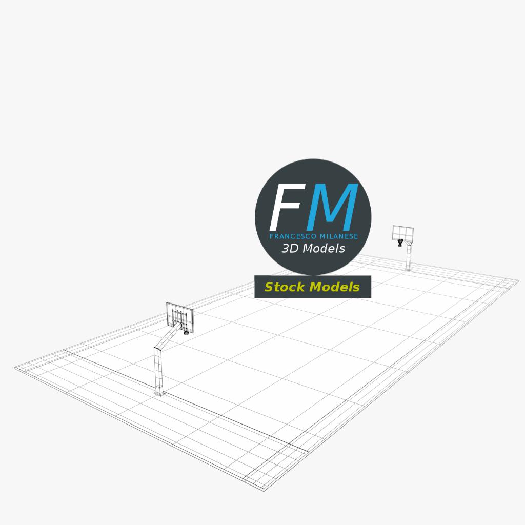 3D-Modell - Basketballplatz im Freien - 07