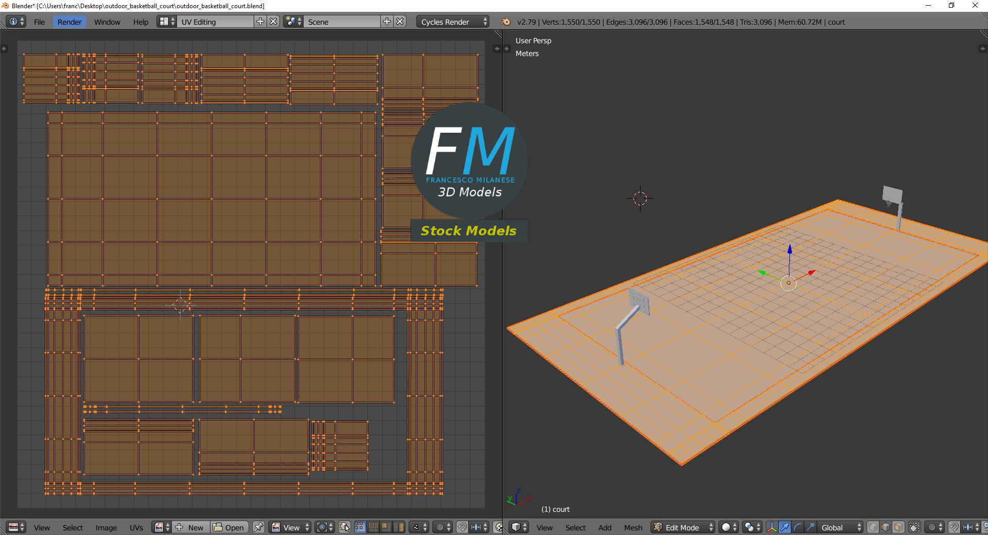 3D-Modell - Basketballplatz im Freien - 10