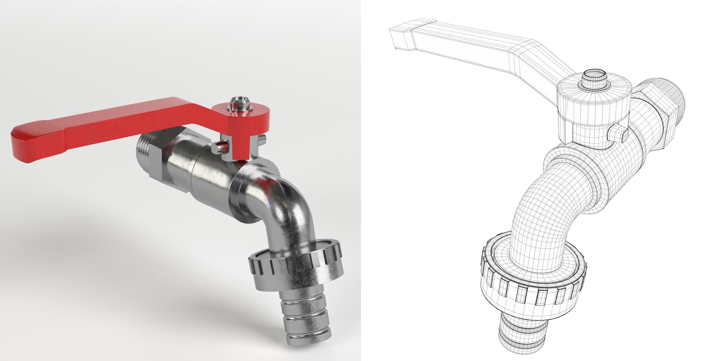 3D-Modell - Außenwasserhahn mit Hebel