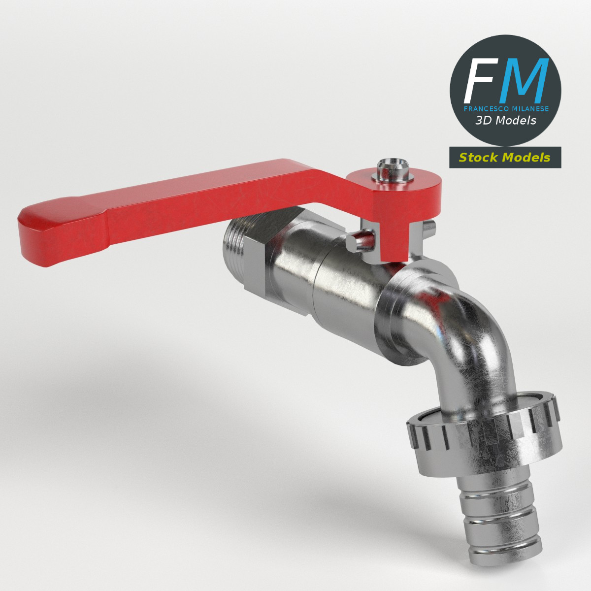3D-Modell - Außenwasserhahn mit Hebel - 01