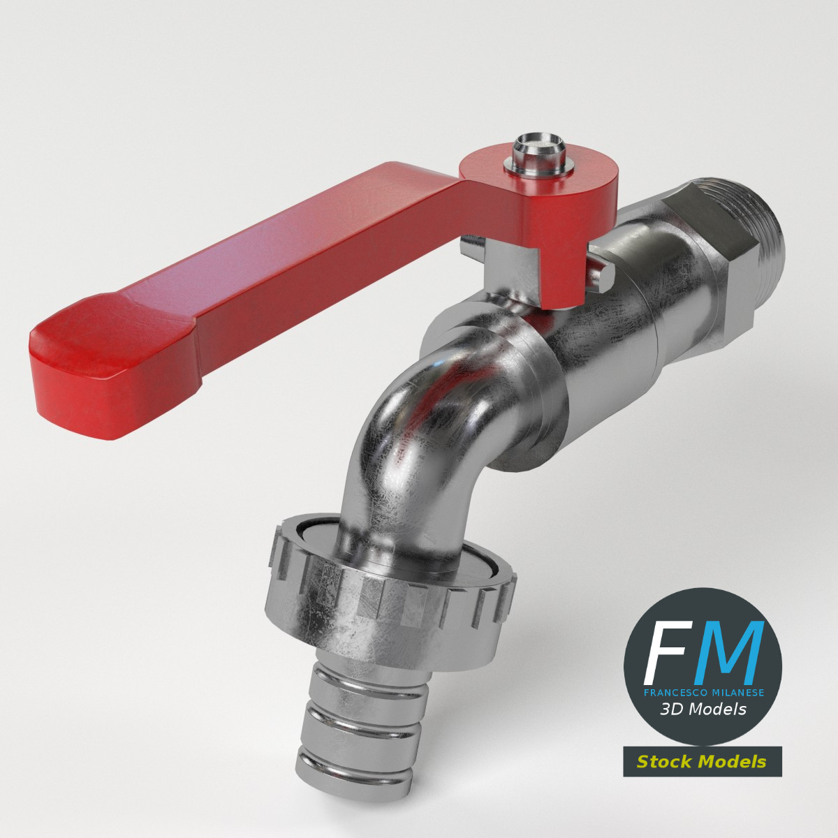 3D-Modell - Außenwasserhahn mit Hebel - 05