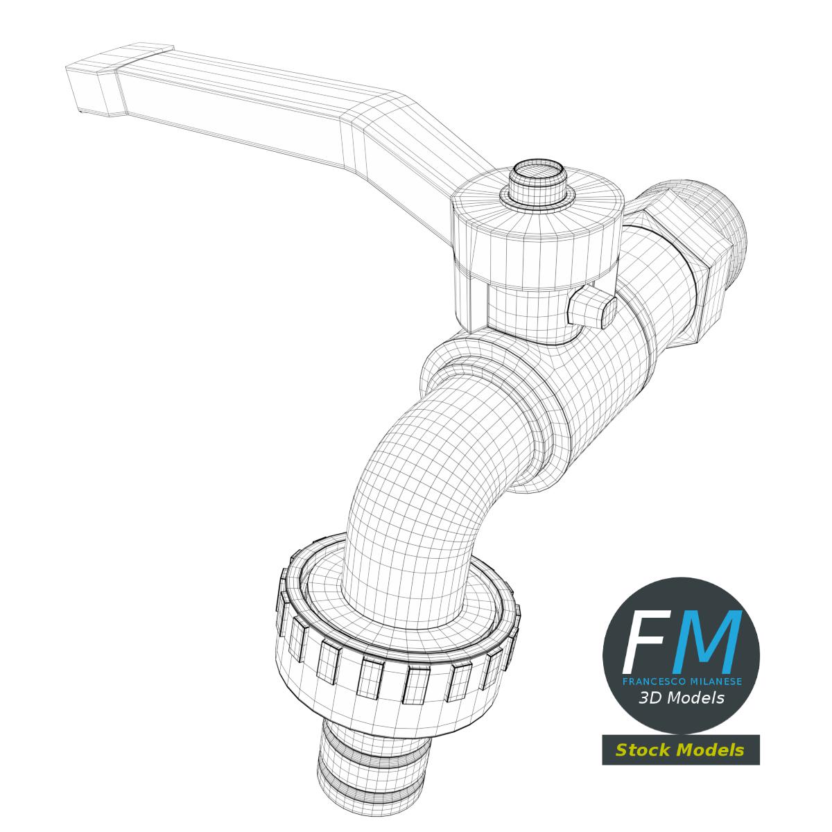 3D-Modell - Außenwasserhahn mit Hebel - 07