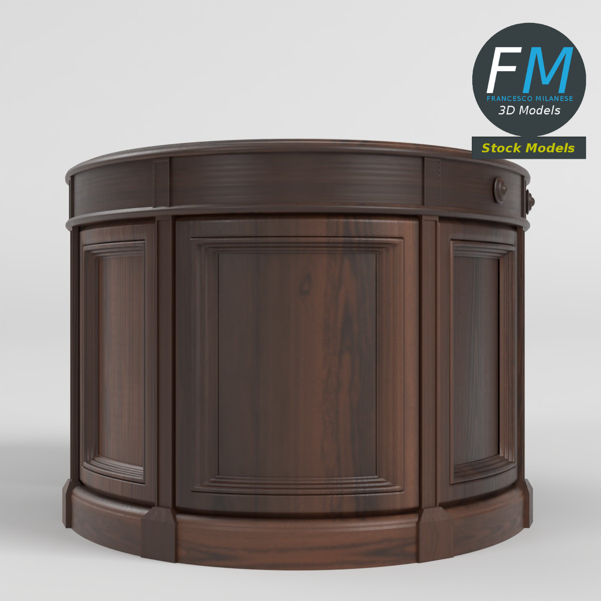 3D-Modell - Ovaler Chefschreibtisch - 03