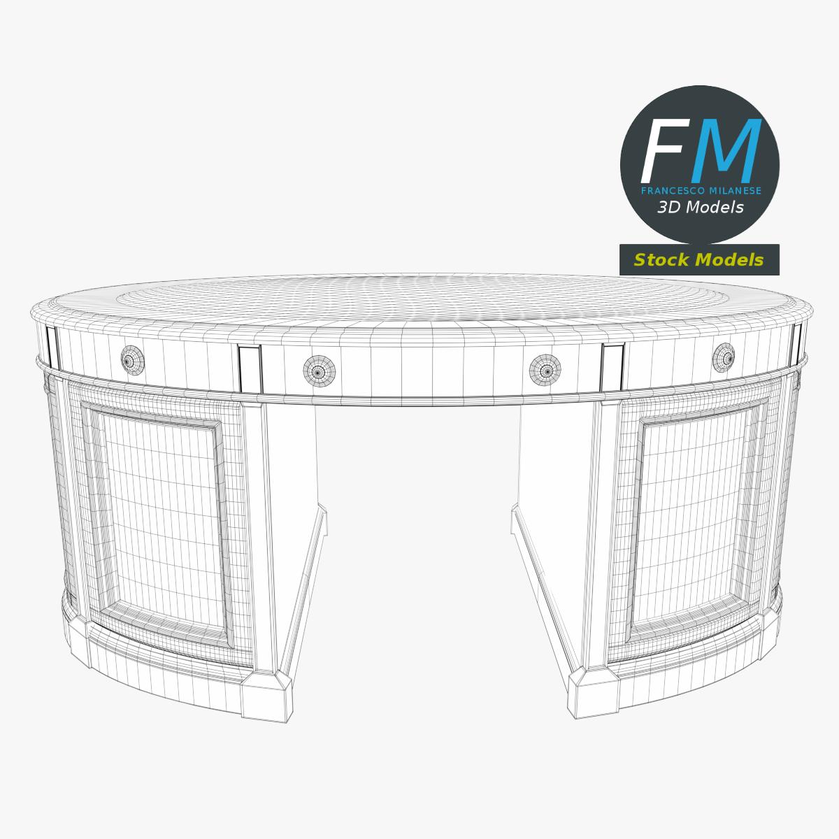 3D-Modell - Ovaler Chefschreibtisch - 07