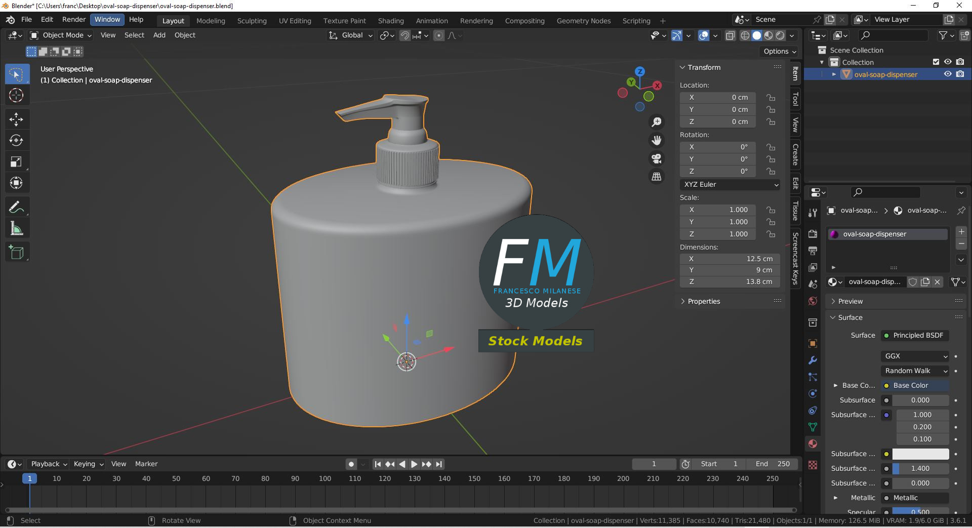 3D-Modell - Ovaler Seifenspender - 09