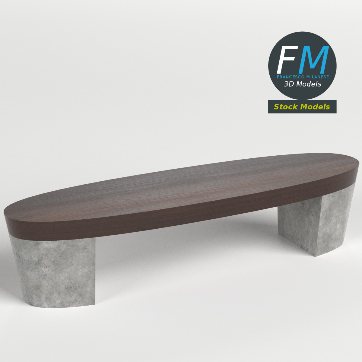 3D-Modell - Ovale Sitzbank - 01