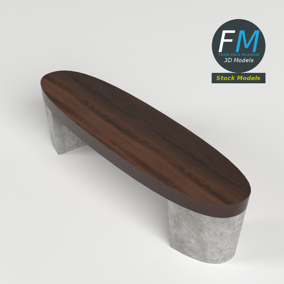 3D-Modell - Ovale Sitzbank - 02