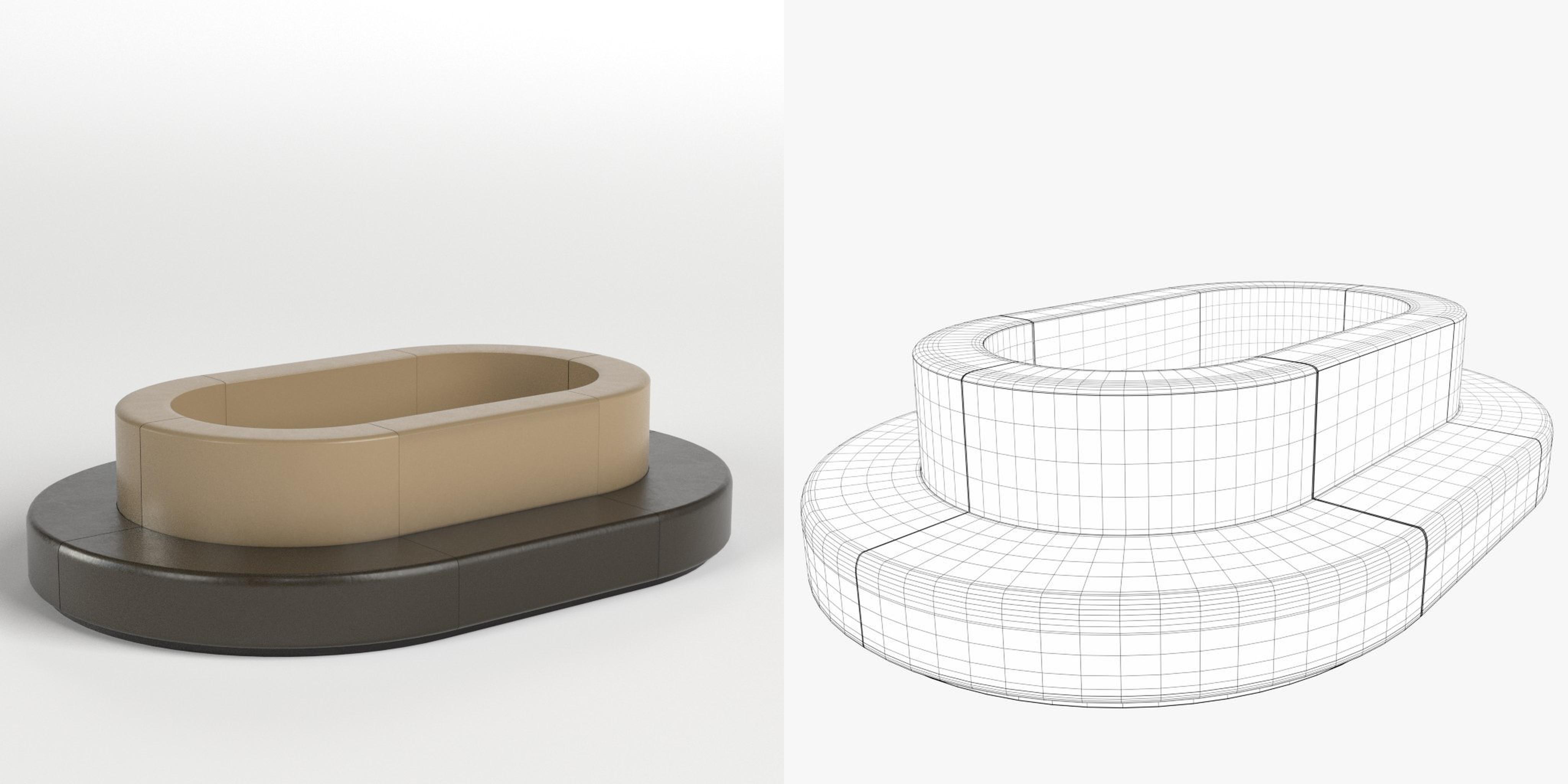 3D-Modell - Ovales Sofa