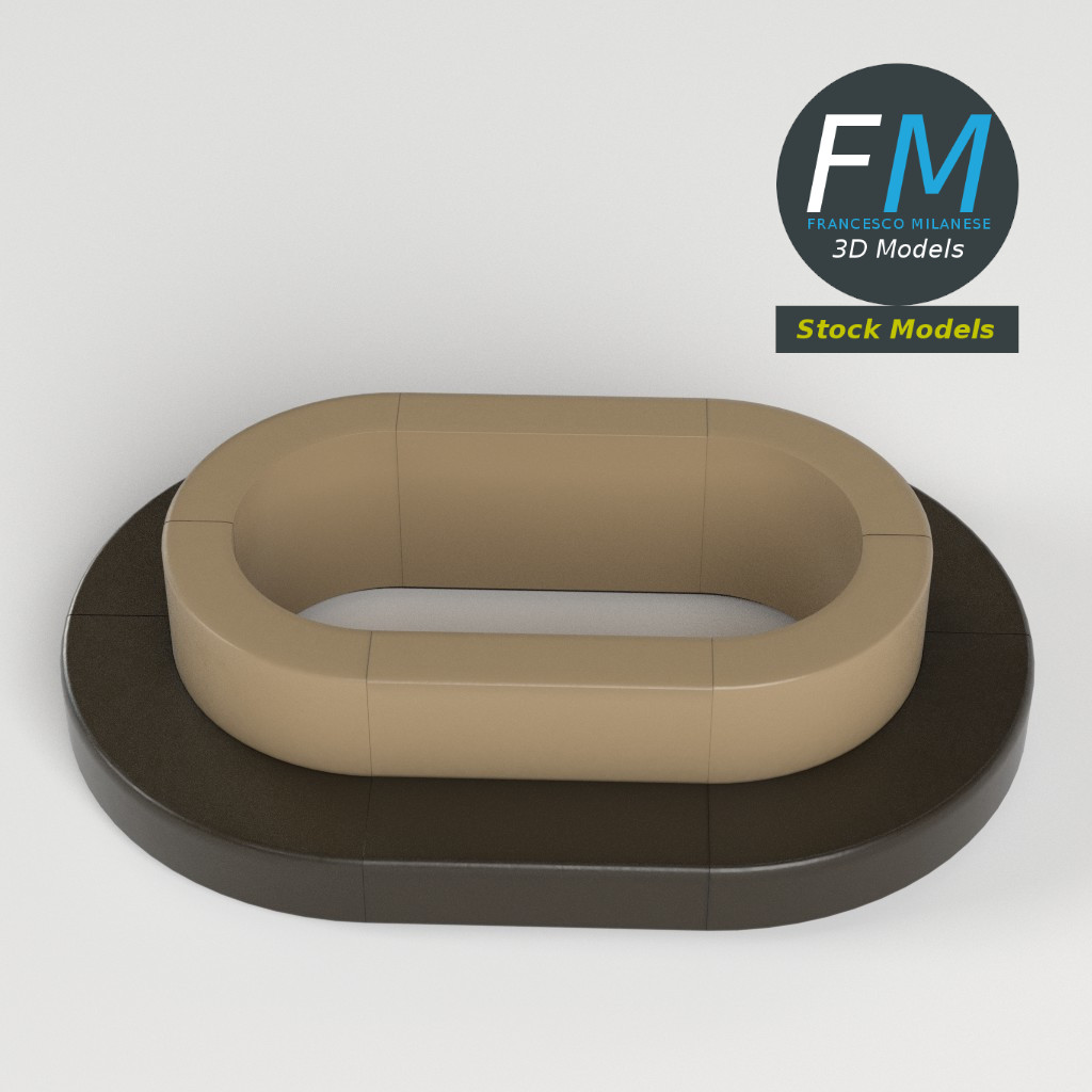 3D-Modell - Ovales Sofa - 02