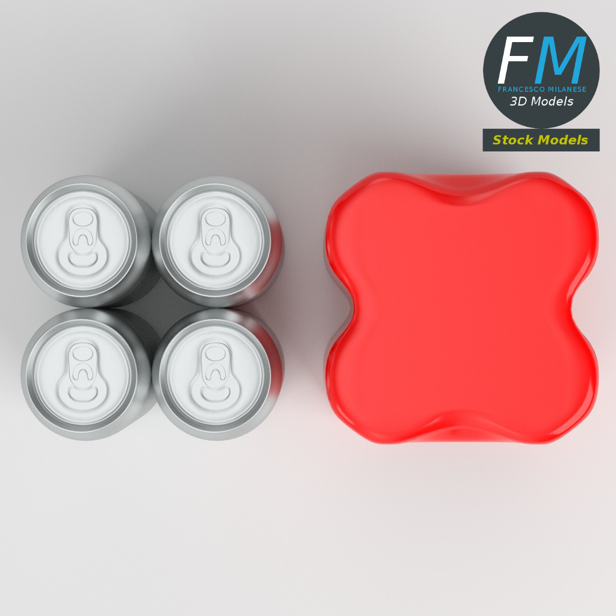 3D-Modell - Viererpack Getränkedosen - 06
