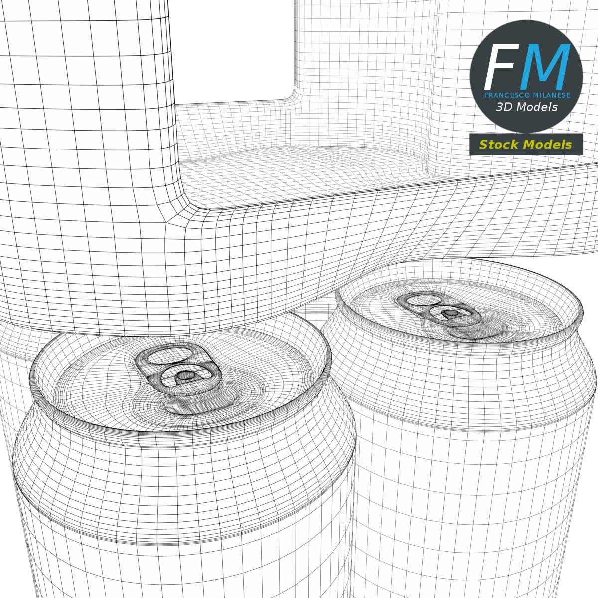 3D-Modell - Viererpack Getränkedosen - 08