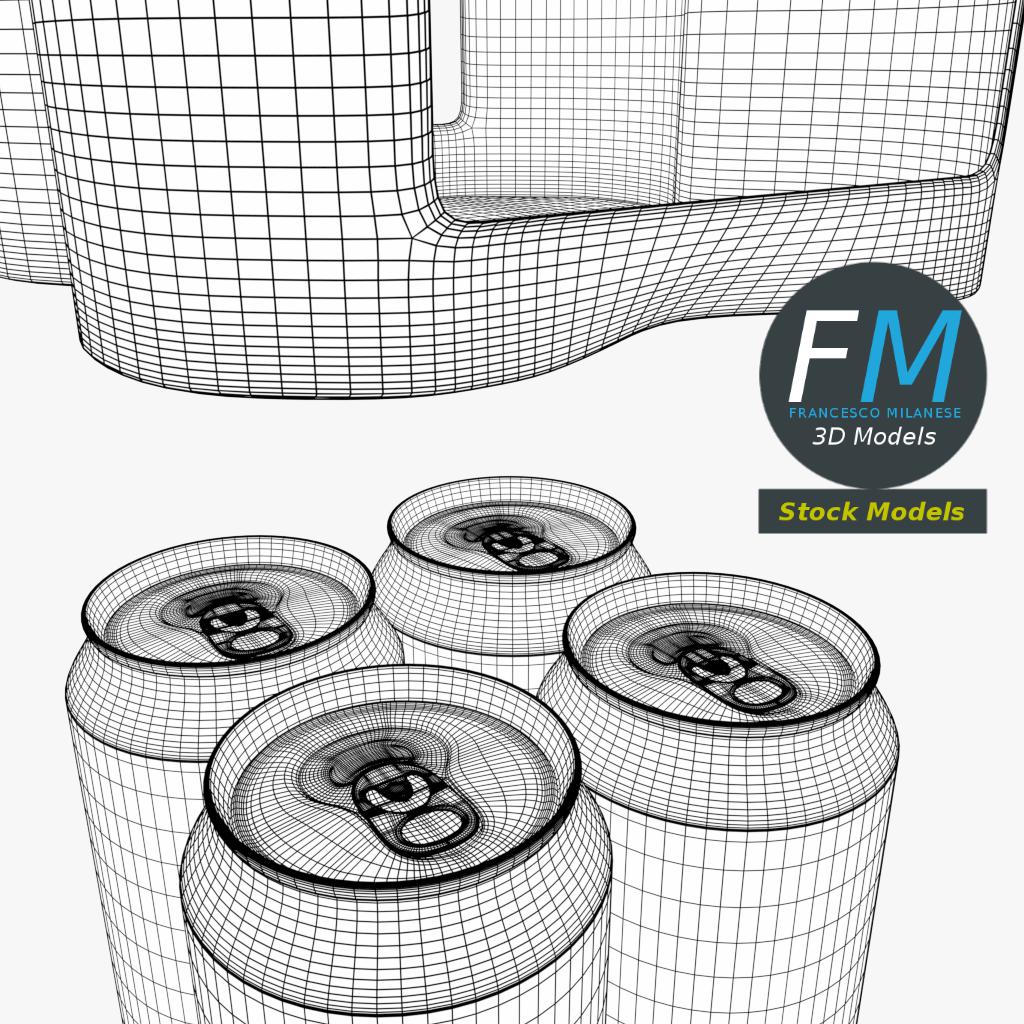 3D-Modell - Viererpack Hohe Getränkedosen - 08