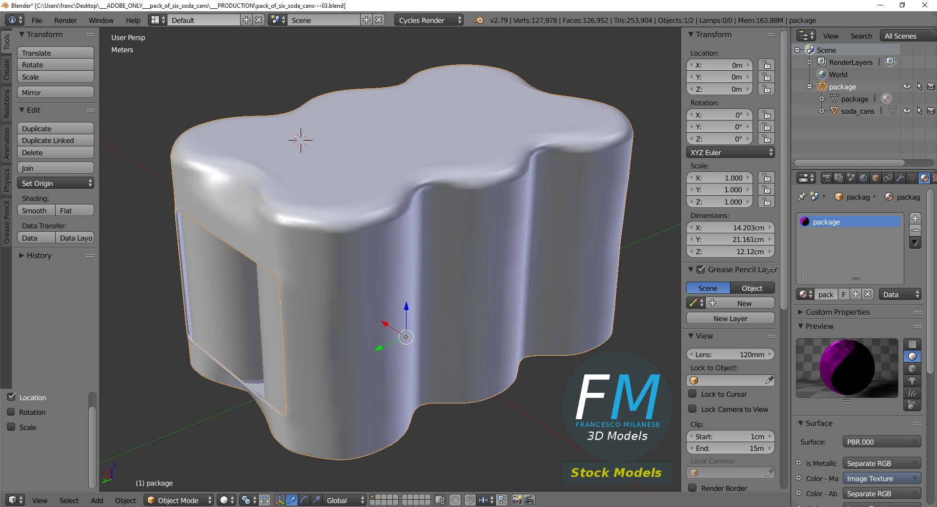3D-Modell - Sechserpack Getränkedosen - 09