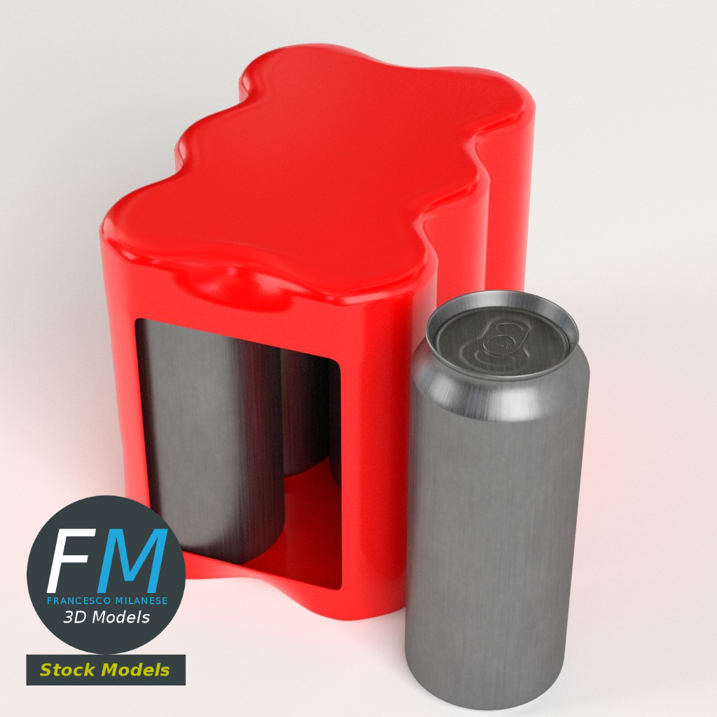 3D-Modell - Sechserpack Hohe Getränkedosen - 02