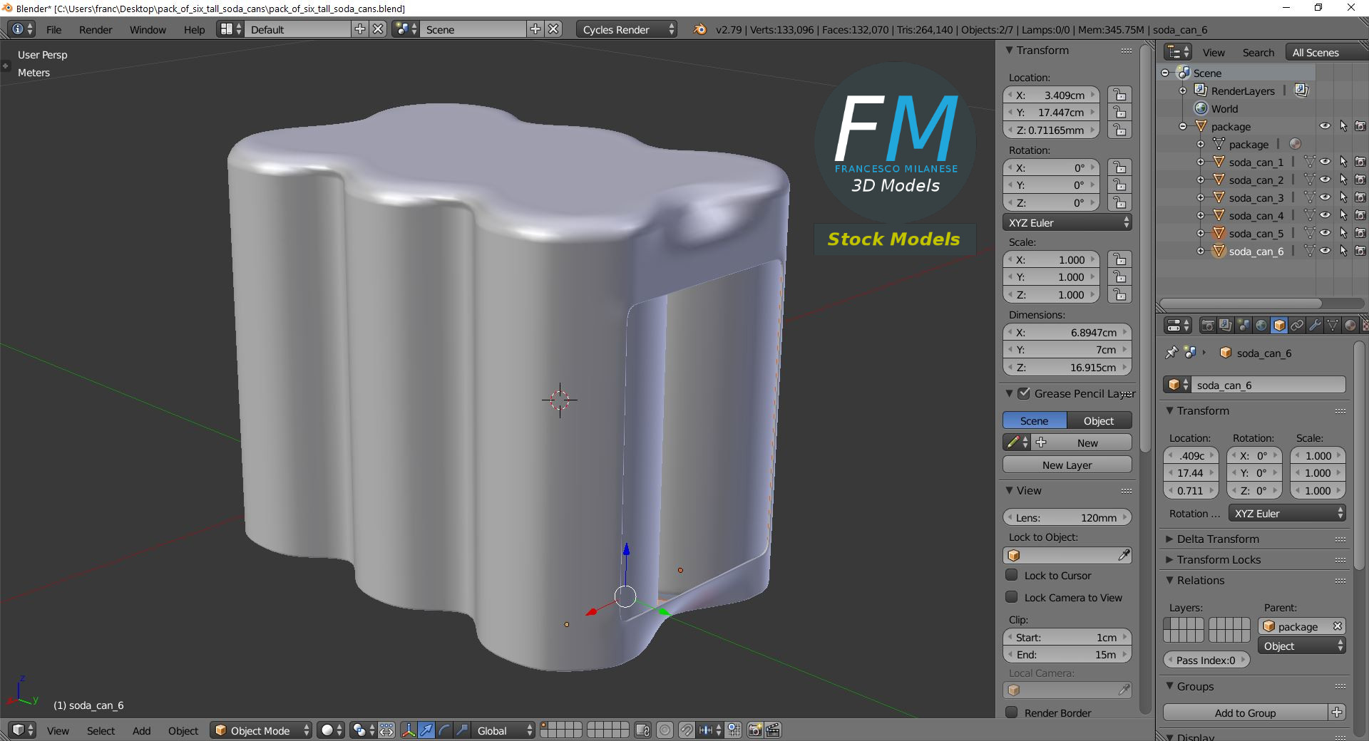 3D-Modell - Sechserpack Hohe Getränkedosen - 09