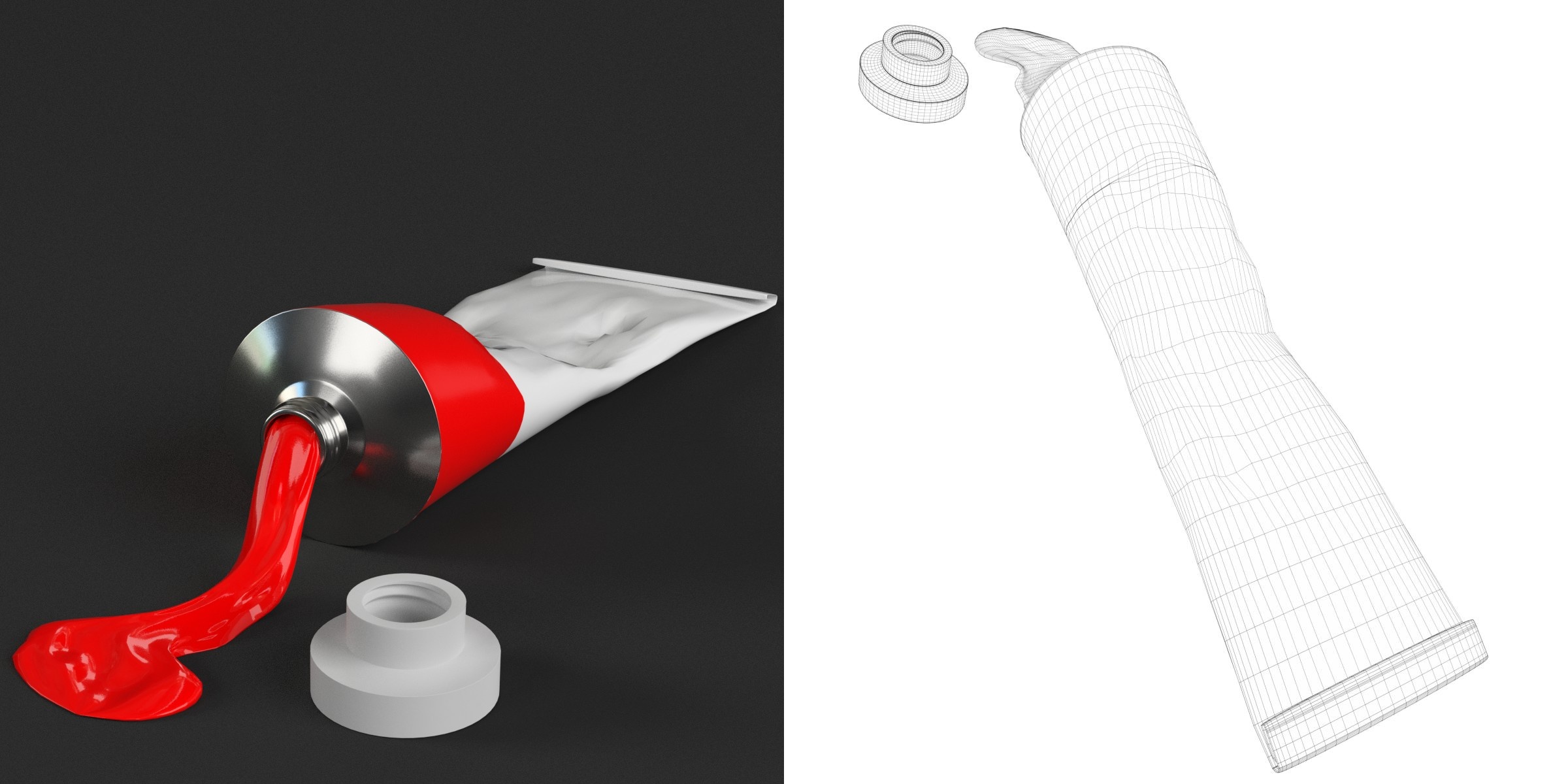 3D-Modell - Offene Farbtube