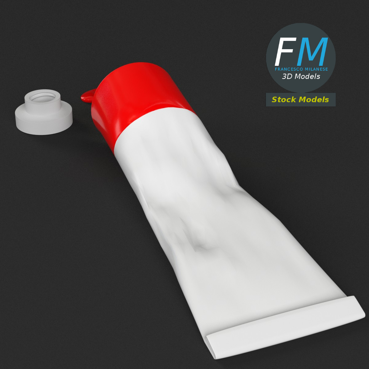 3D модель - Открытый Тюбик Краски - 02