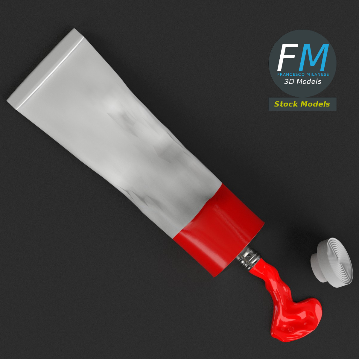 3D модель - Открытый Тюбик Краски - 06