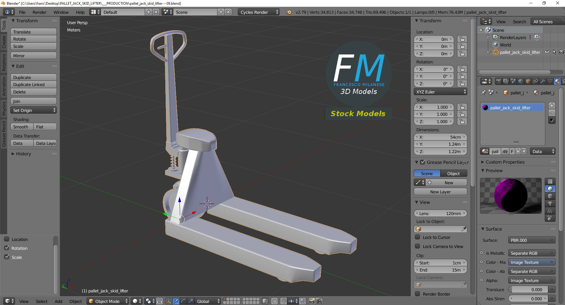 3D-Modell - Manueller Hubwagen - 09