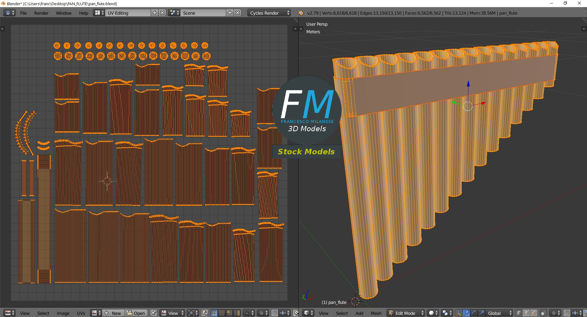 3D-Modell - Panflöte - 10
