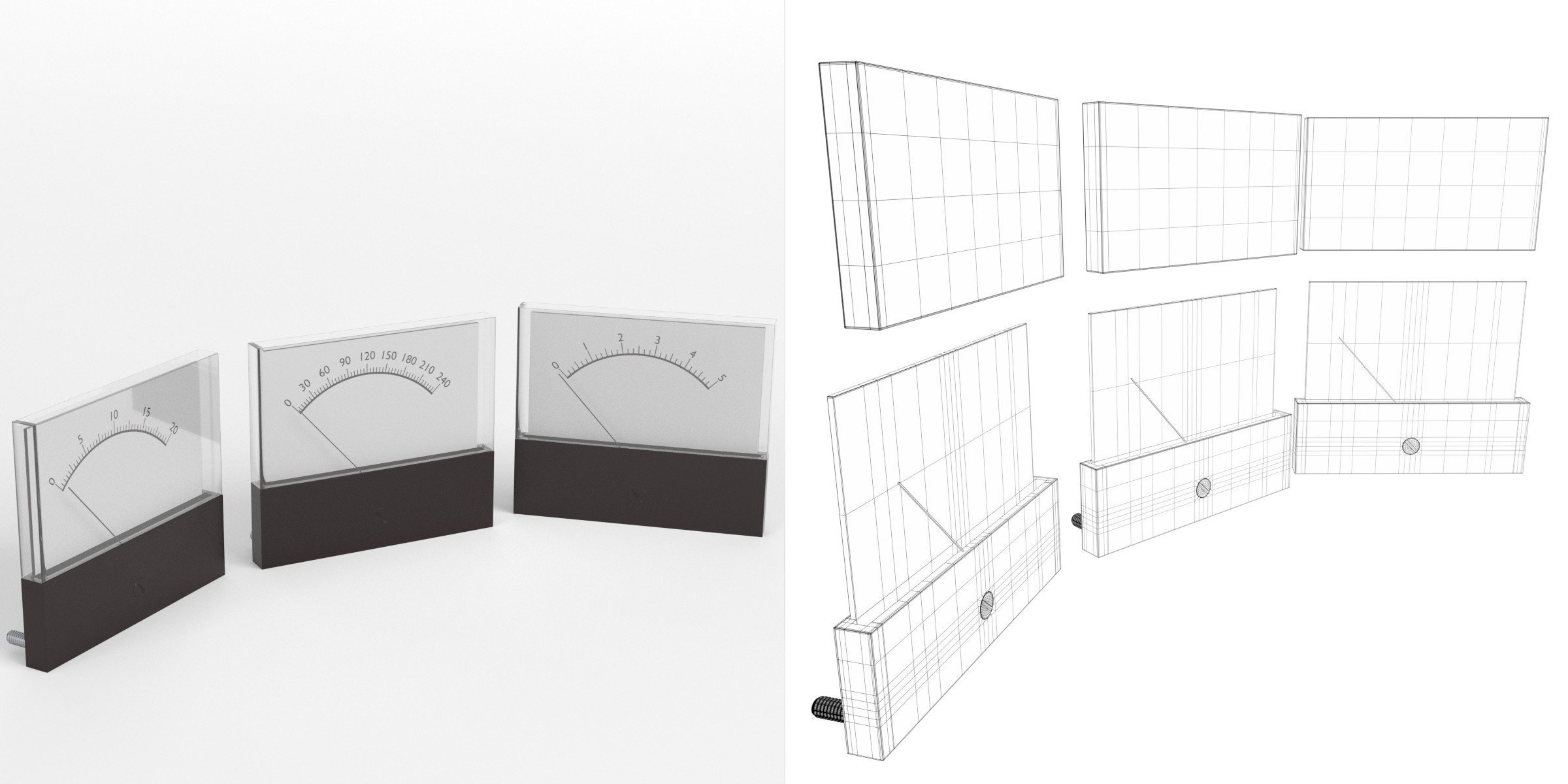 3D-Modell - Analoge Einbau-Voltmeter