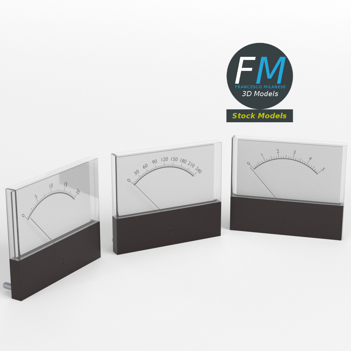 3D-Modell - Analoge Einbau-Voltmeter - 01