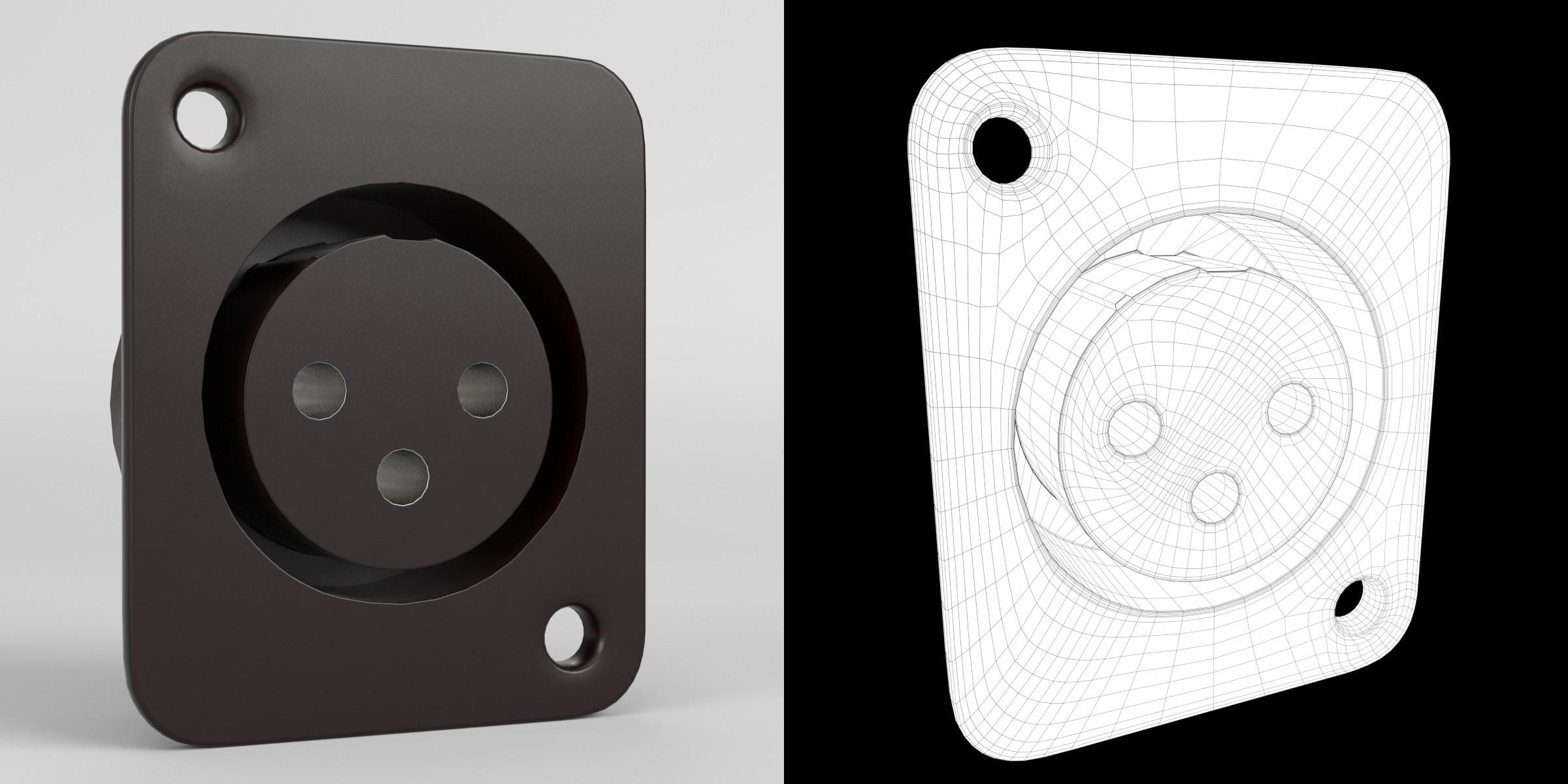 3D-Modell - XLR-Einbaubuchse