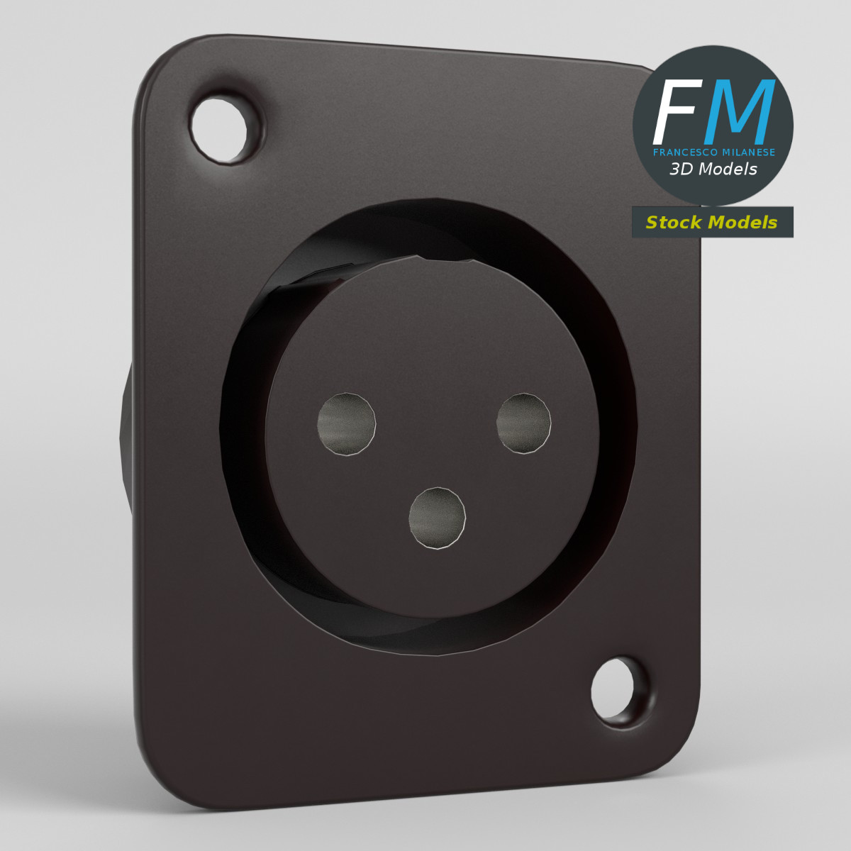 3D-Modell - XLR-Einbaubuchse - 01