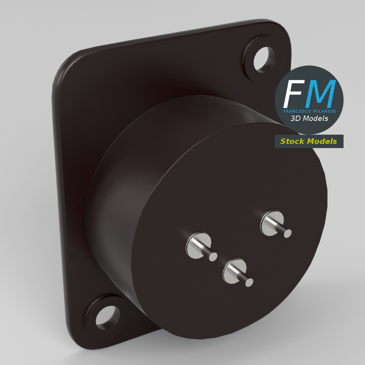 3D-Modell - XLR-Einbaubuchse - 02