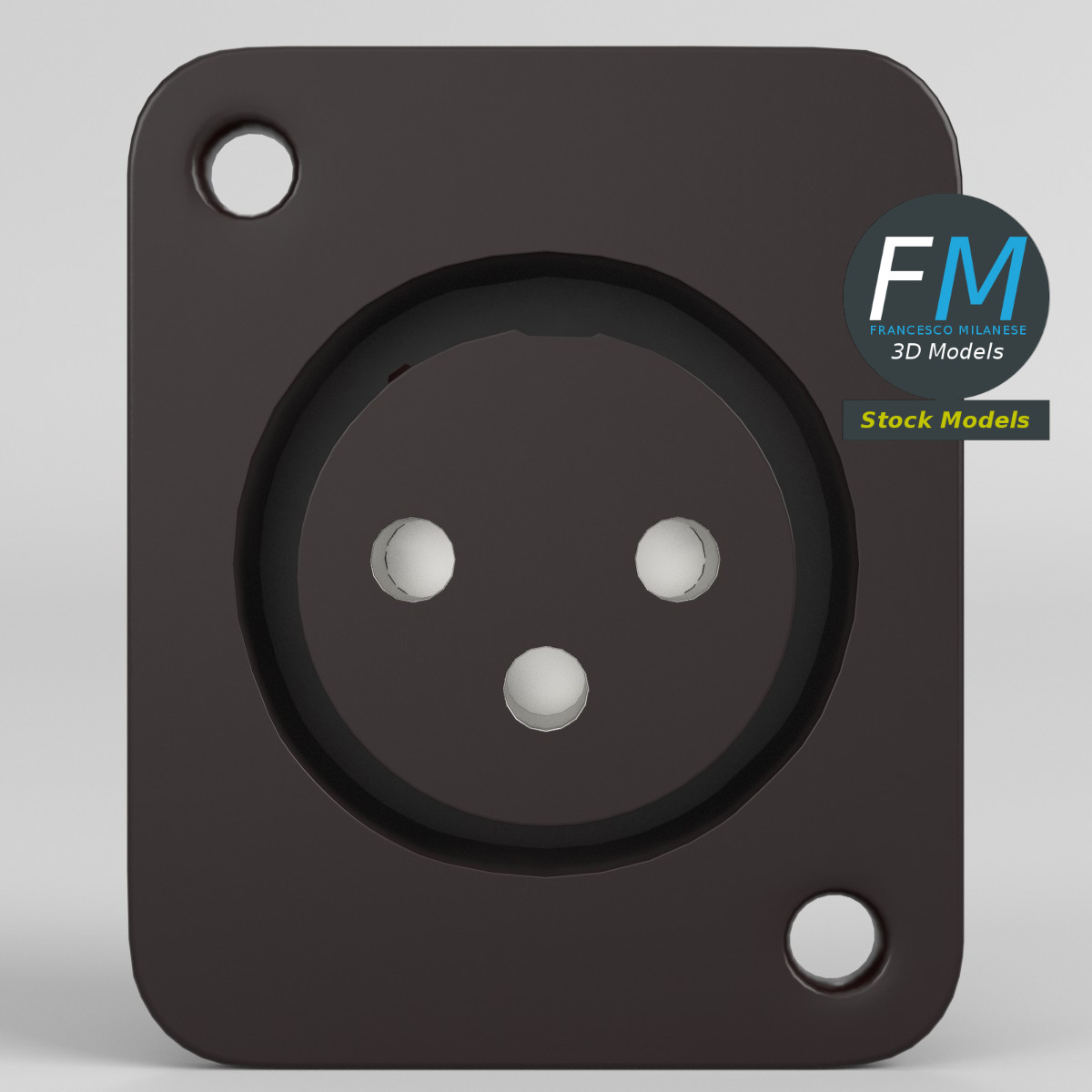 3D-Modell - XLR-Einbaubuchse - 03