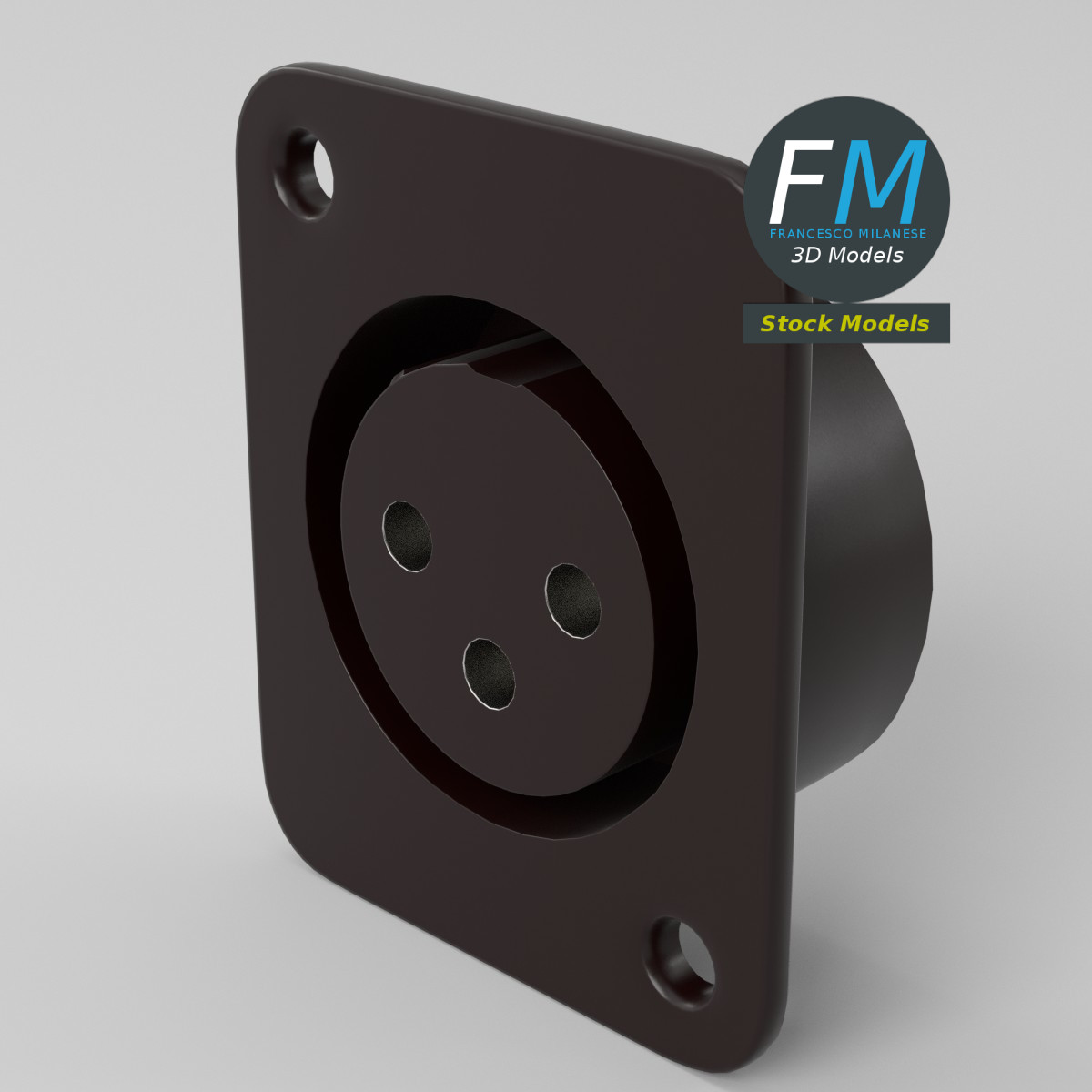 3D-Modell - XLR-Einbaubuchse - 05